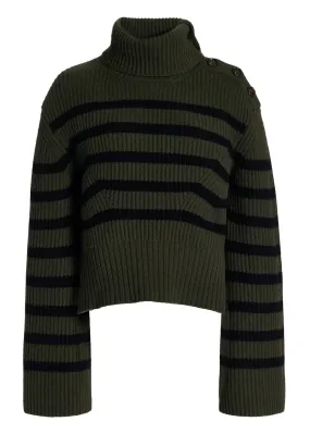 Adrienne Turtleneck (Moss Black Stripe)