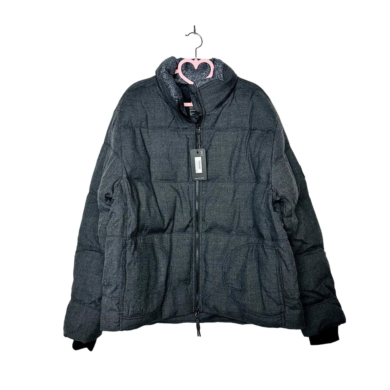 Allbirds NWT Charcoal Puffer Zip Front Jacket Size XL