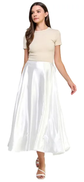 Apparel- Ellison Satin Balloon Midi Skirt