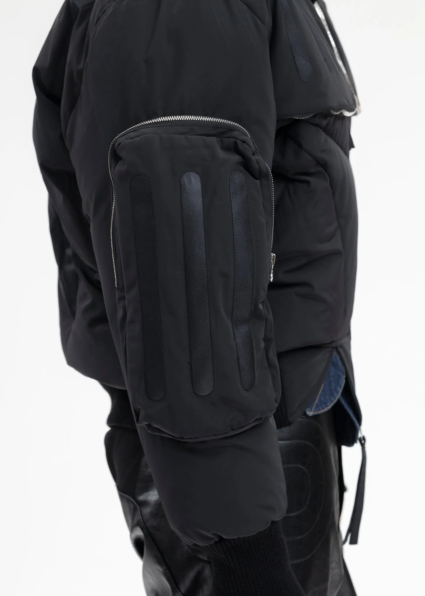 BLACK SEAM-SEALED DOUBLE FLIGHT JACKET