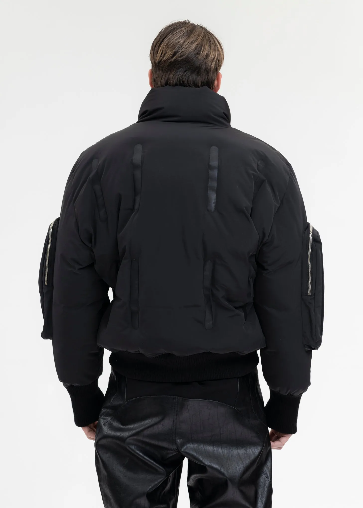 BLACK SEAM-SEALED DOUBLE FLIGHT JACKET