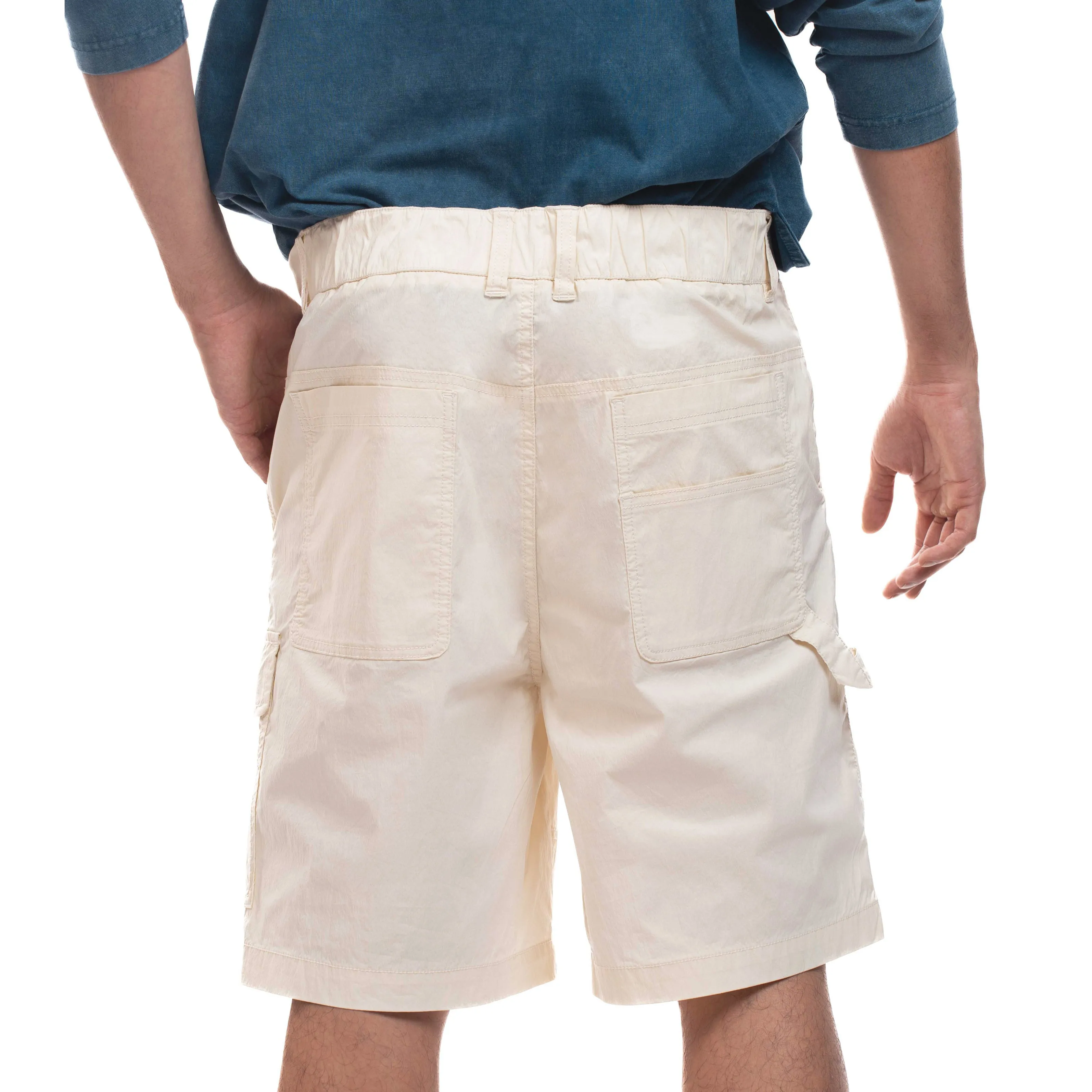 C by camel active Unisex Cargo Shorts in Loose Fit with Multipockets in Ivory Cotton Blend 303-SS24C0899