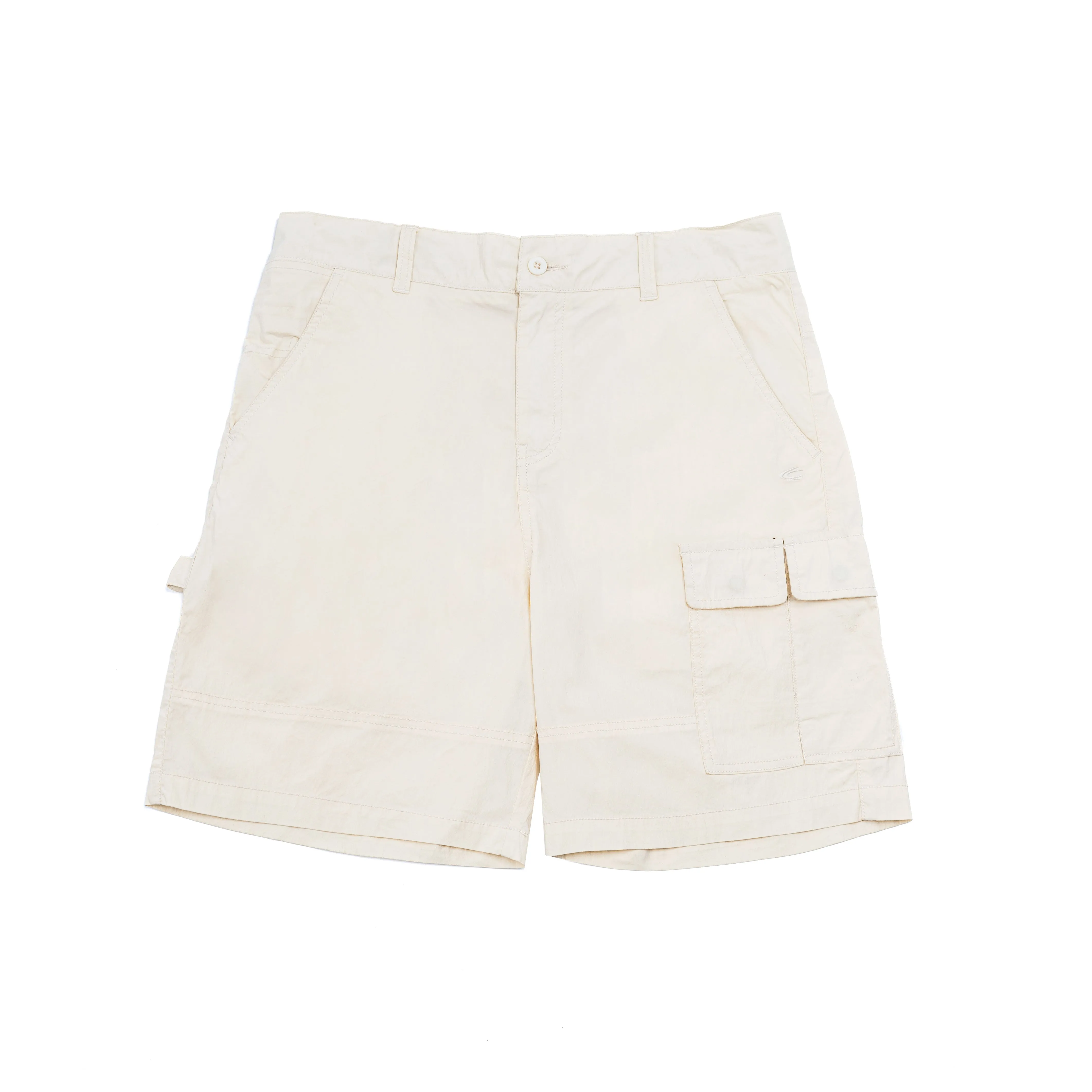 C by camel active Unisex Cargo Shorts in Loose Fit with Multipockets in Ivory Cotton Blend 303-SS24C0899