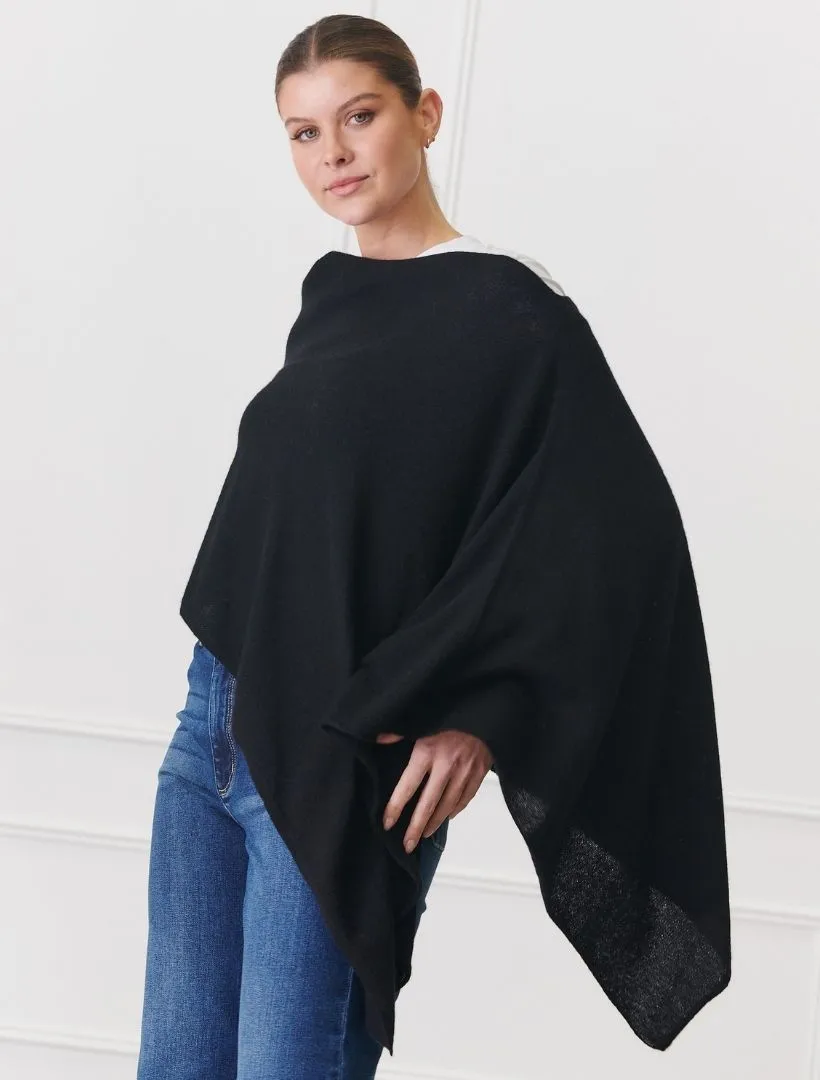 Cashmere Ponchette Black