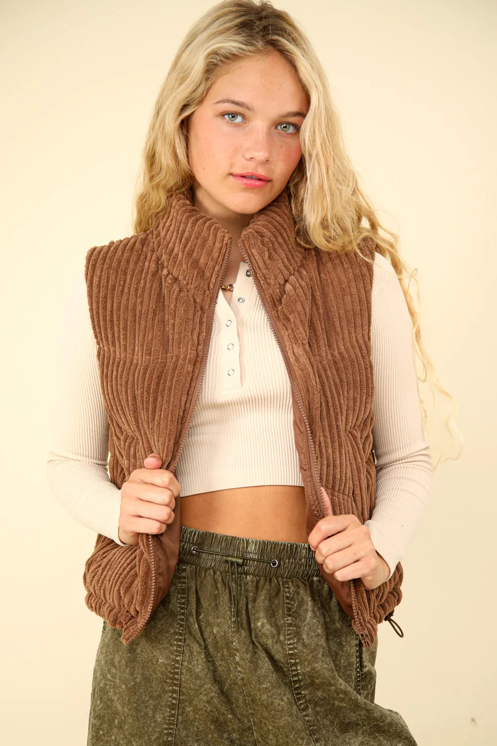 Chocolate Chenille Puffer Vest