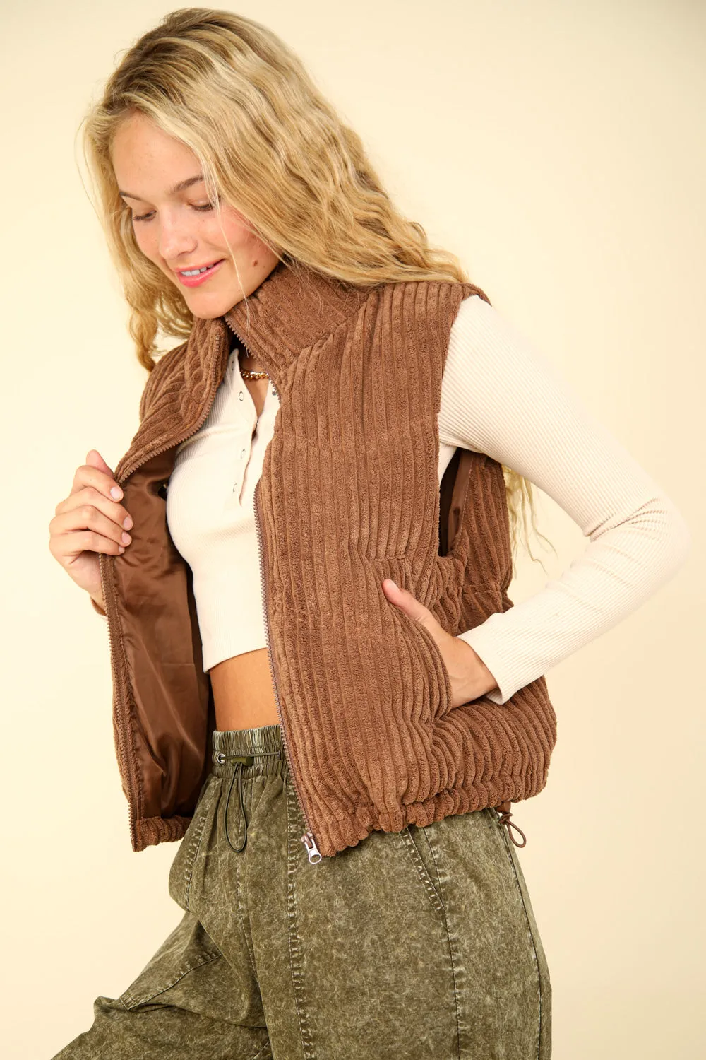 Chocolate Chenille Puffer Vest