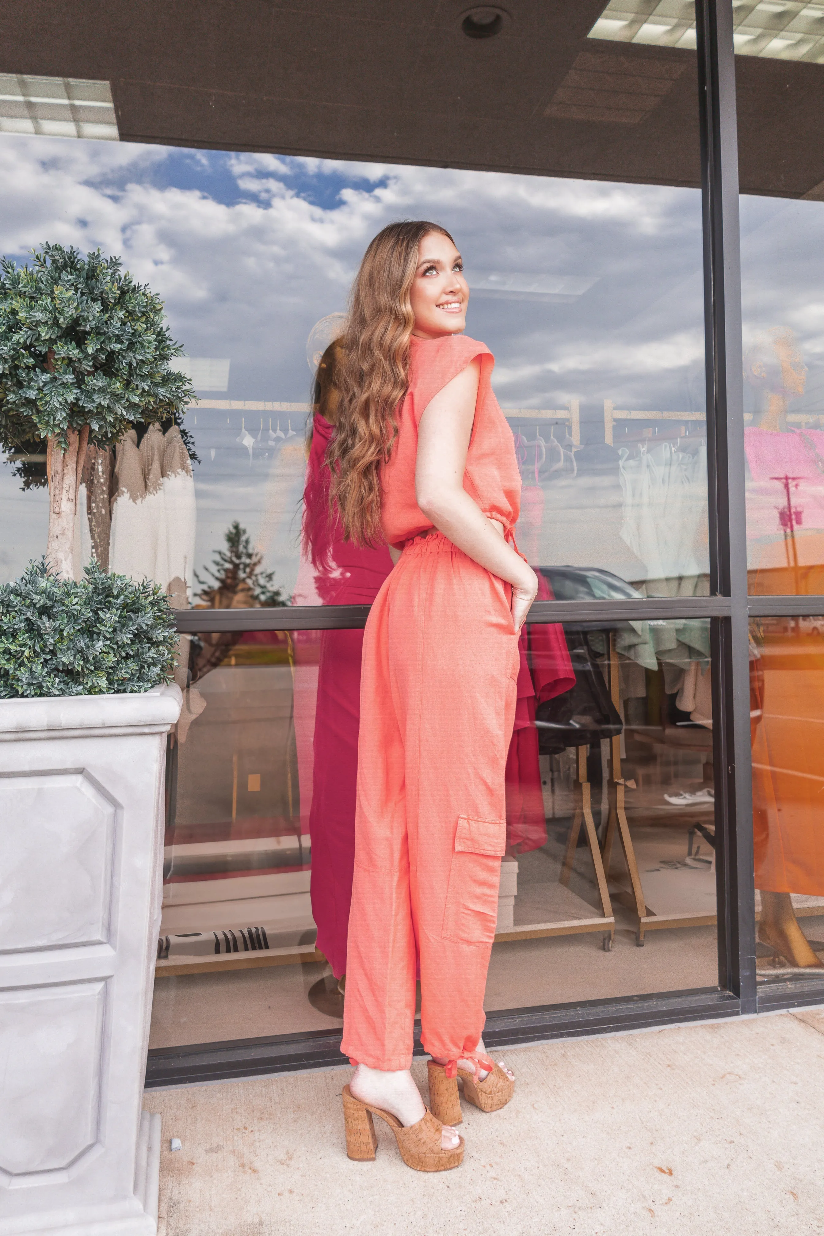 Elan Coral Drawstring Cargo Pants
