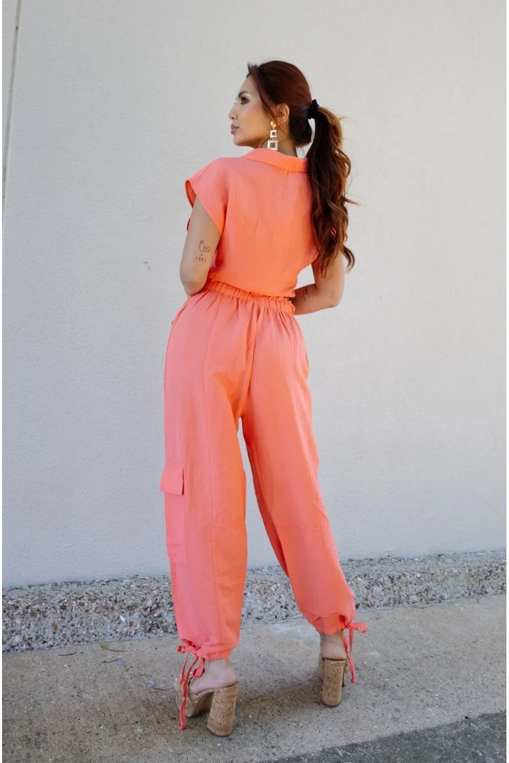 Elan Coral Drawstring Cargo Pants