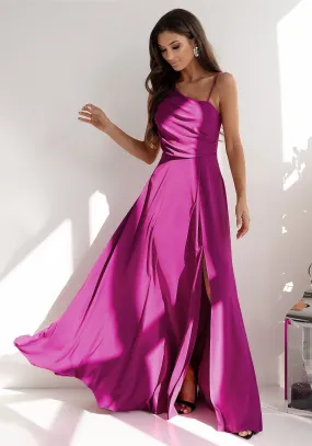 Elegant Long Straight Cutout Evening Dress with Braided Tie
