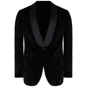 Hackett London Shawl Collar Velvet Mens Black Blazer