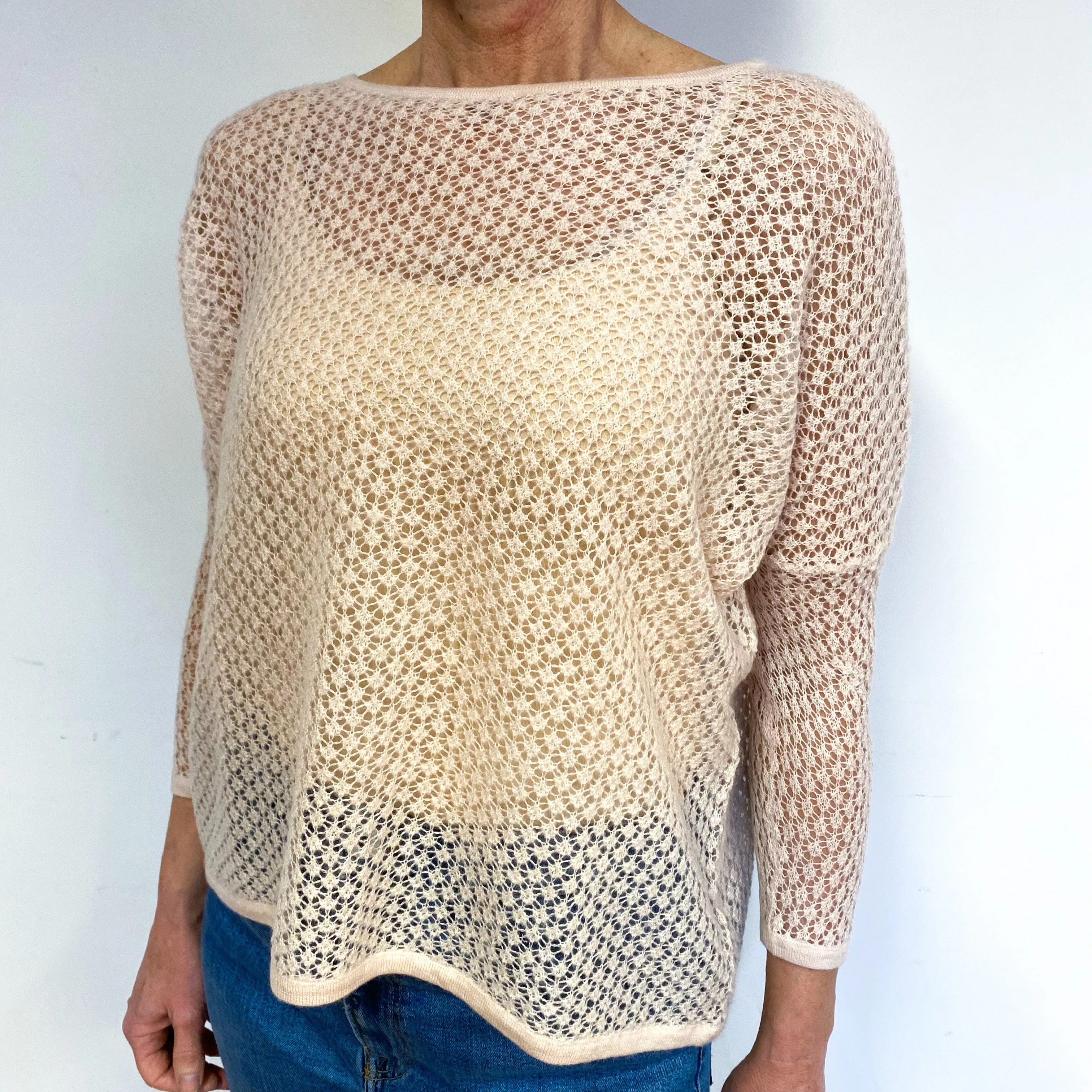 Ice Pink Cashmere Crew Neck Jumper Medium