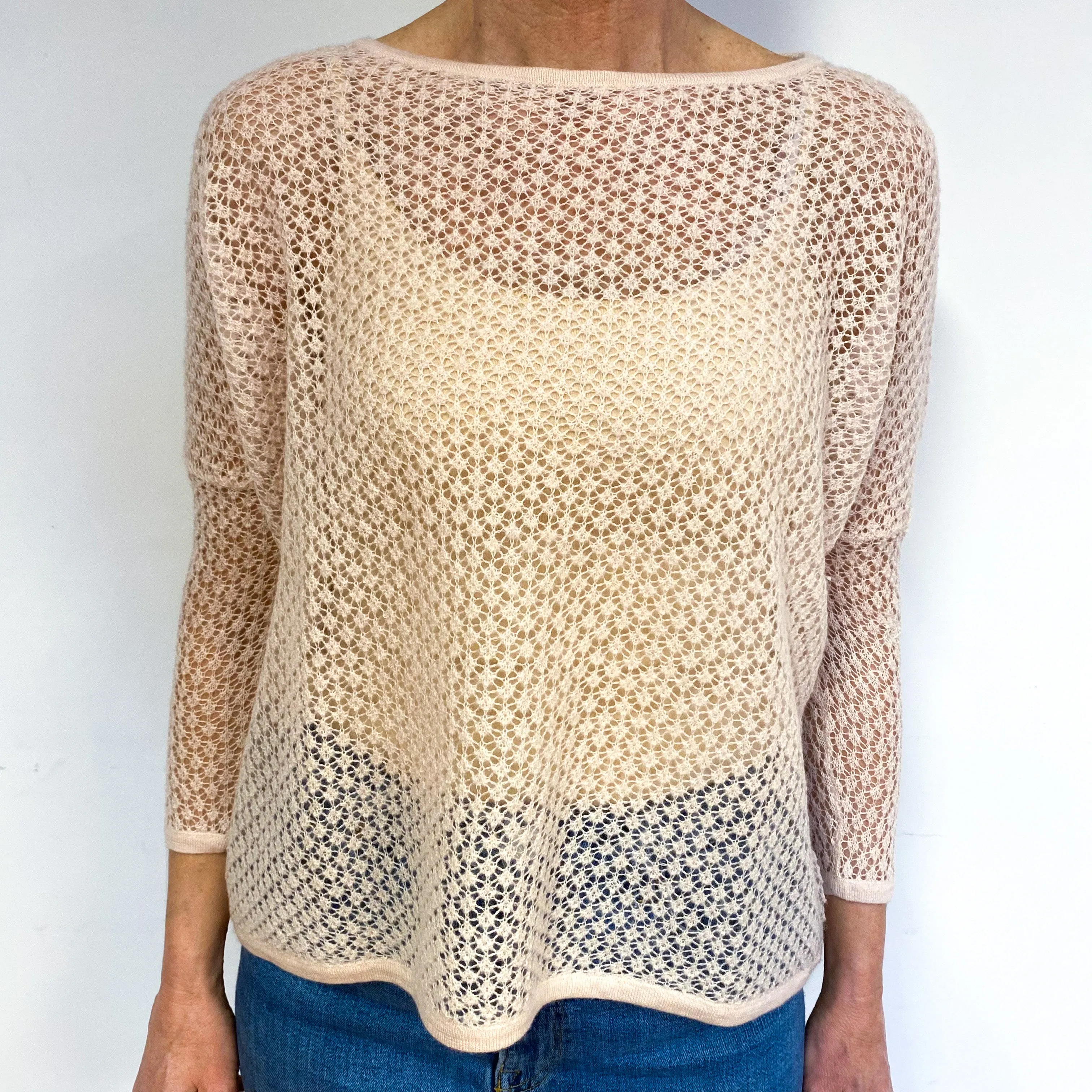 Ice Pink Cashmere Crew Neck Jumper Medium