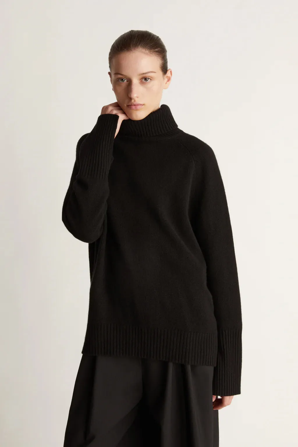 Lee Mathews Cashmere Turtleneck  in Black