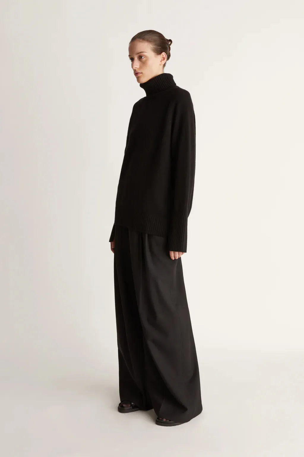 Lee Mathews Cashmere Turtleneck  in Black