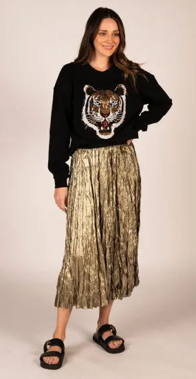 Lilian Pleat Skirt - Crushed Gold