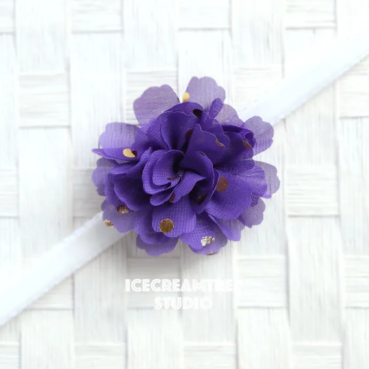 Little Aqua Gold Dot Bloom Collar Slide On - Small Flower Collar Accessory