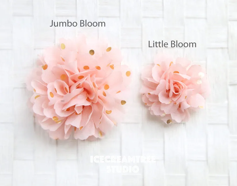 Little Aqua Gold Dot Bloom Collar Slide On - Small Flower Collar Accessory