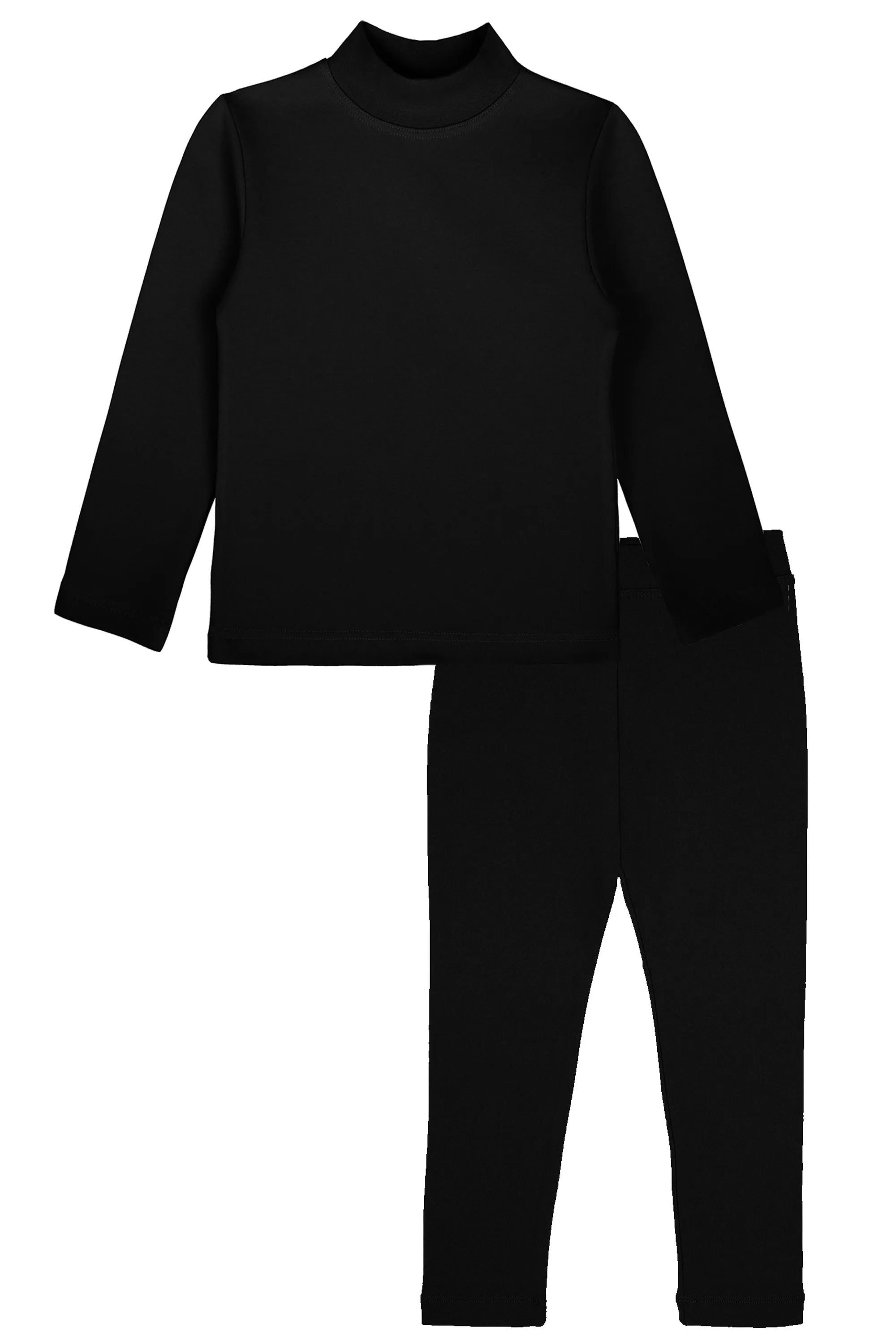 Little Girls Cotton Basic Mock-Neck T-Shirt & Leggings Set