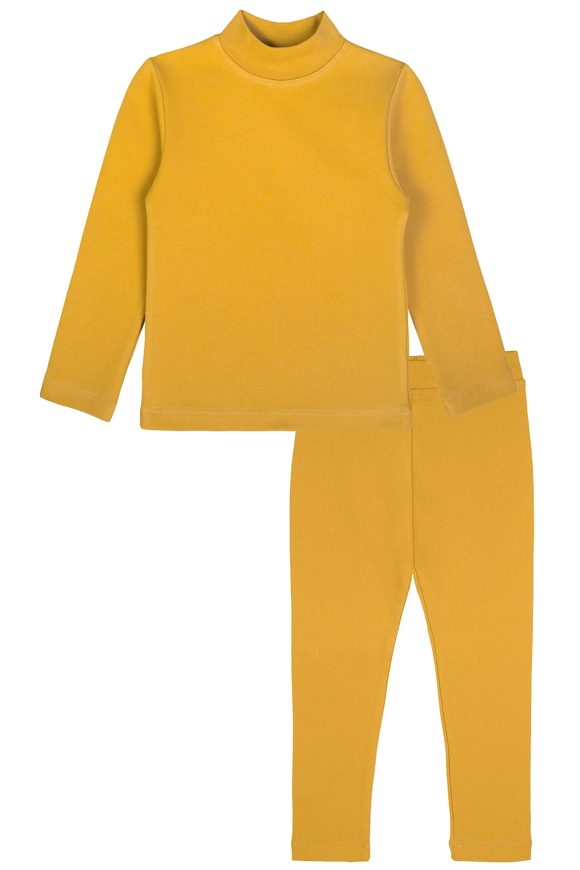 Little Girls Cotton Basic Mock-Neck T-Shirt & Leggings Set