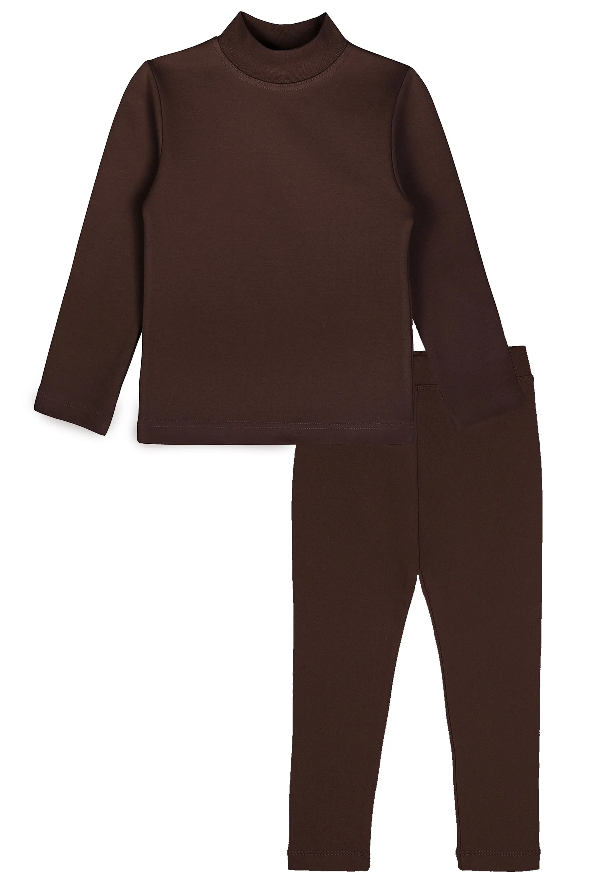 Little Girls Cotton Basic Mock-Neck T-Shirt & Leggings Set