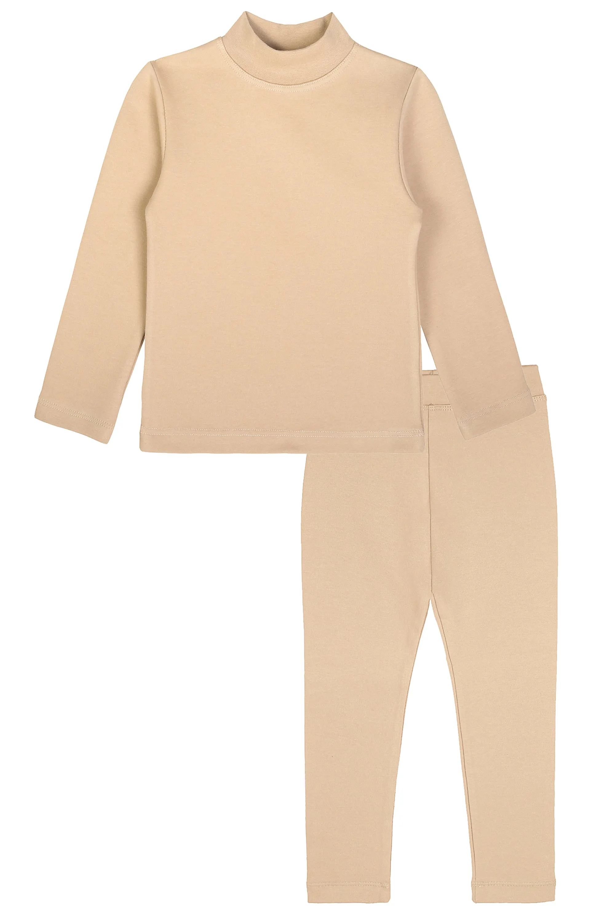 Little Girls Cotton Basic Mock-Neck T-Shirt & Leggings Set