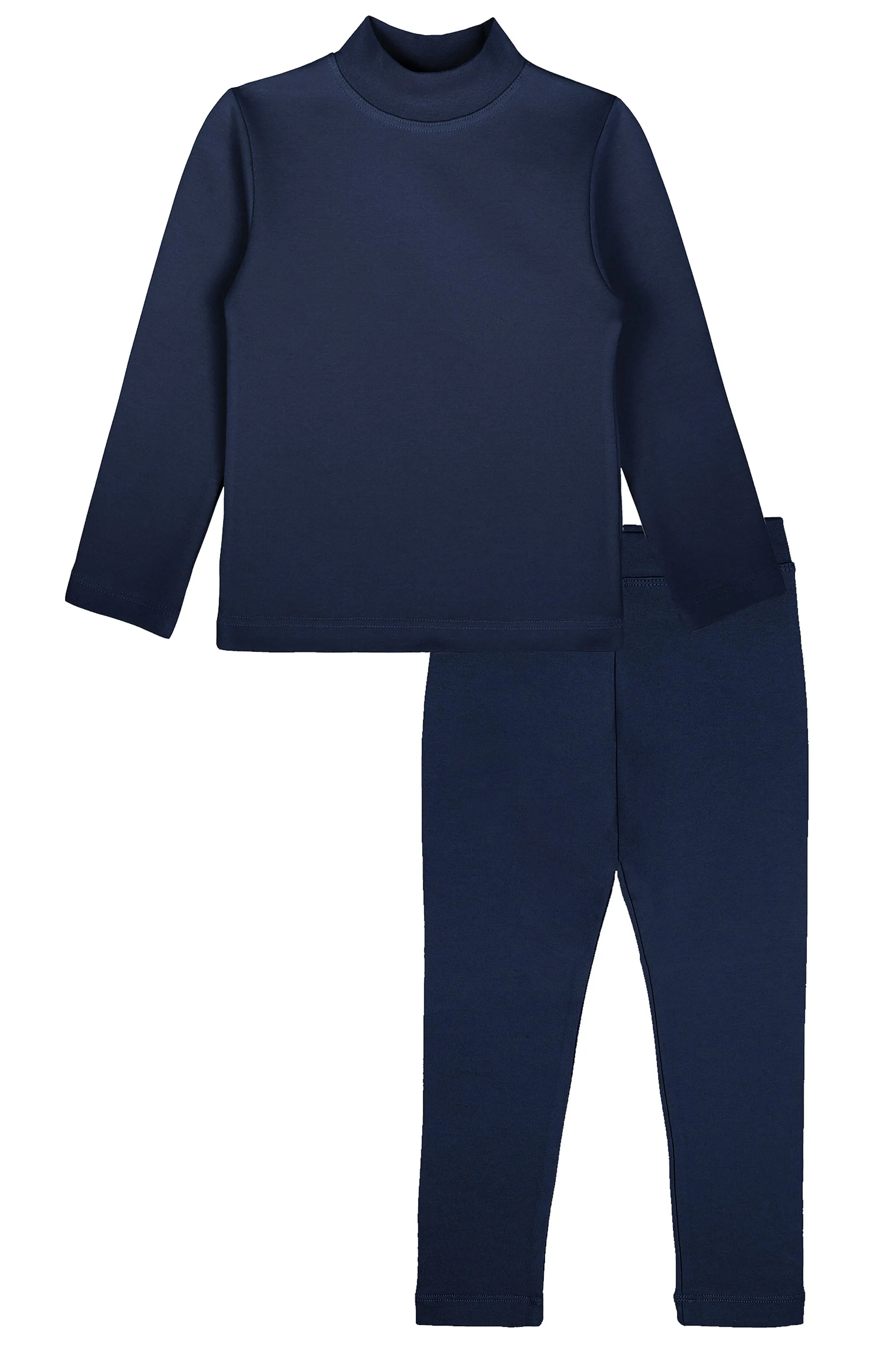 Little Girls Cotton Basic Mock-Neck T-Shirt & Leggings Set