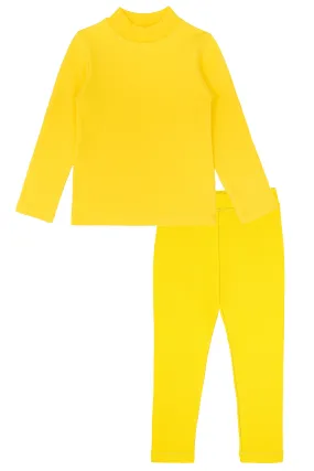 Little Girls Cotton Basic Mock-Neck T-Shirt & Leggings Set