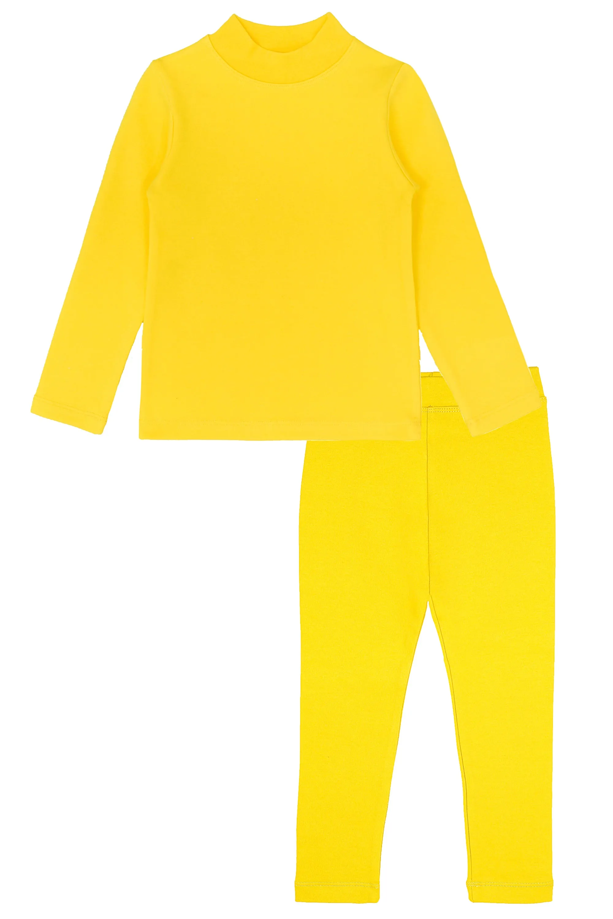 Little Girls Cotton Basic Mock-Neck T-Shirt & Leggings Set