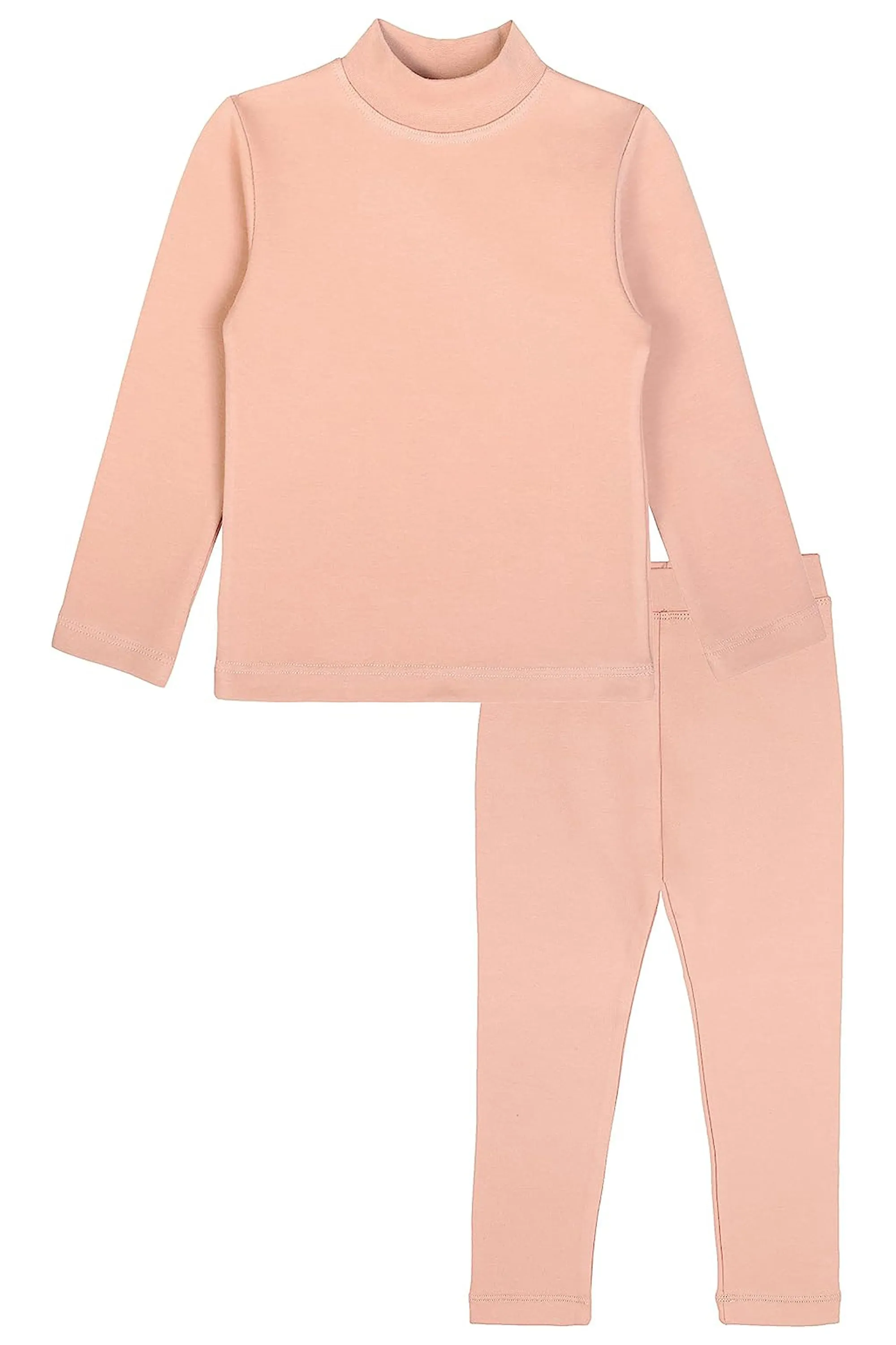 Little Girls Cotton Basic Mock-Neck T-Shirt & Leggings Set