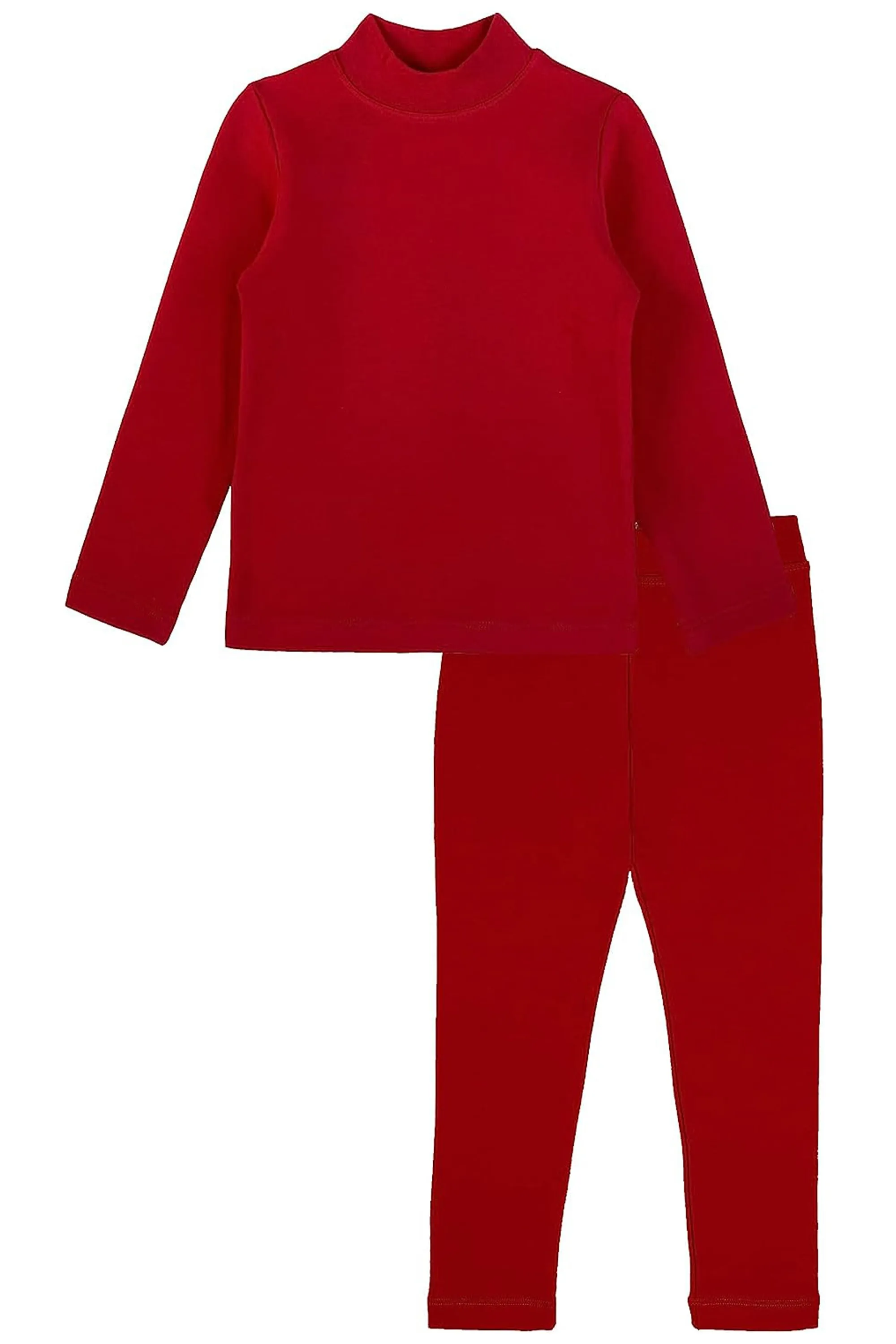 Little Girls Cotton Basic Mock-Neck T-Shirt & Leggings Set