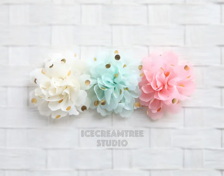 Little Mint Green Gold Dot Bloom Collar Slide On - Small Flower Collar Accessory
