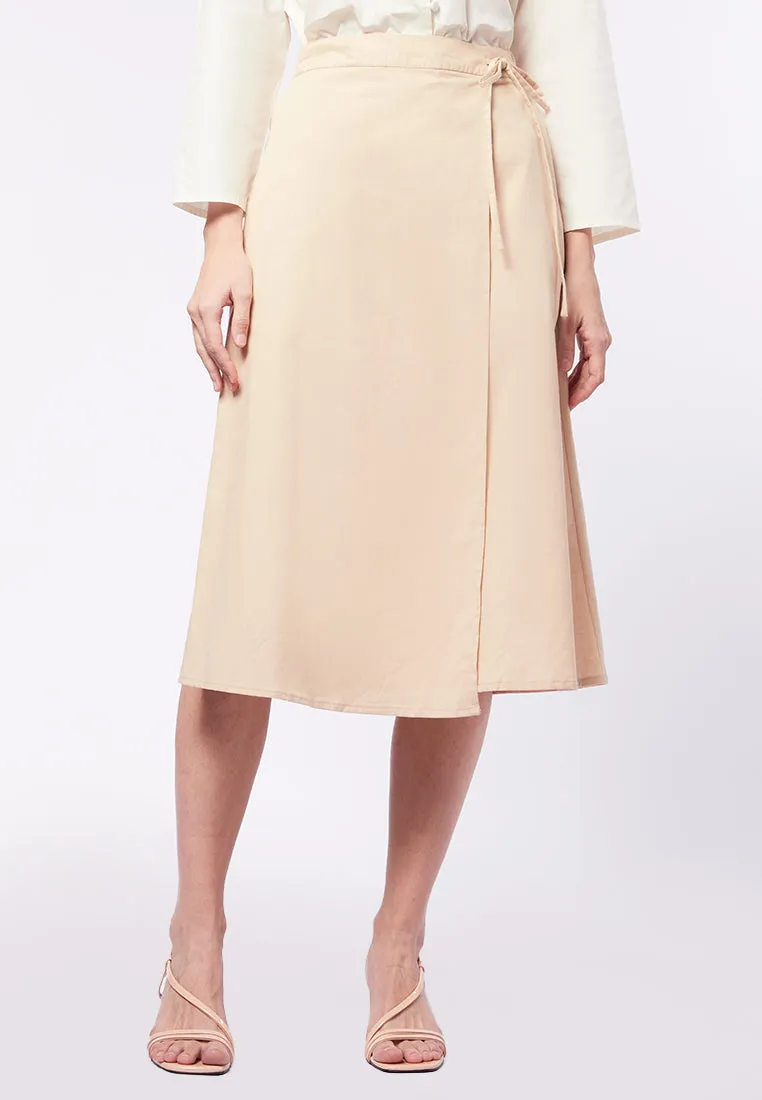 Midi Wrap Skirt with Bow Tie Details