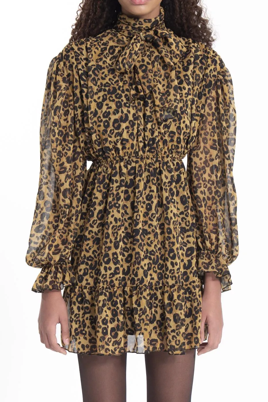 Oil Green Leopard Back Window Mini Dress