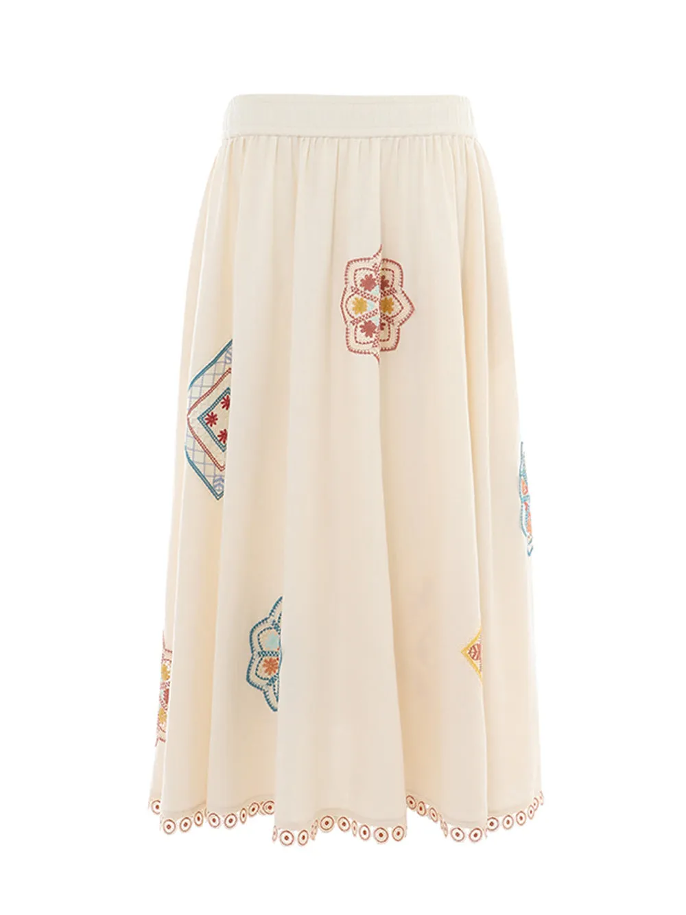 Ottie Doily Midi Skirt (Cream Multi)