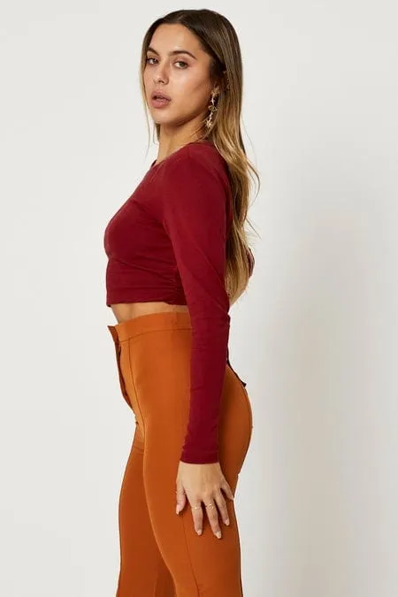 Red Crop Top Long Sleeve