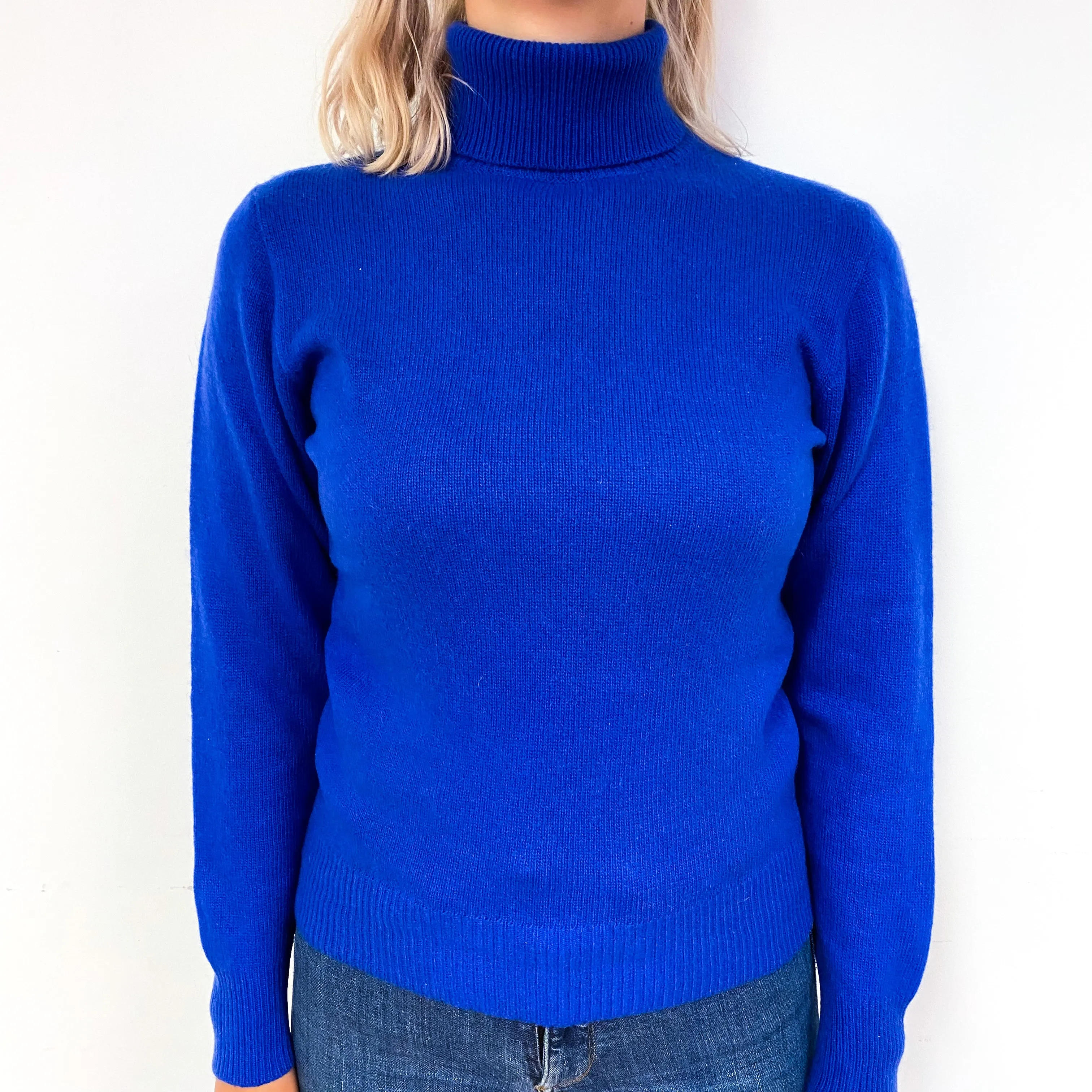 Royal Blue Cashmere Polo Neck Jumper Small