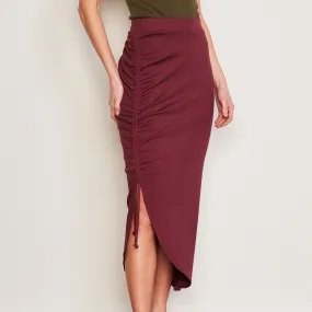 Shirred Midi Skirt | Merlot