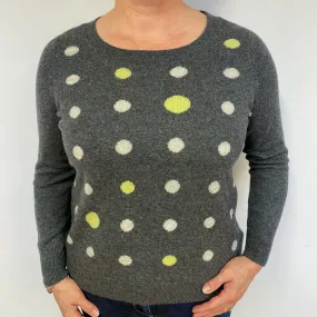 Slate Grey Spotty Cashmere Crew Neck Jumper Large.