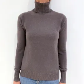 Slate Purple/Grey Cashmere Polo Neck Jumper Small