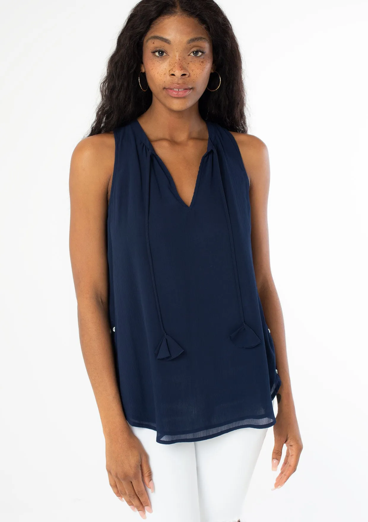 Sleeveless Side Button Top