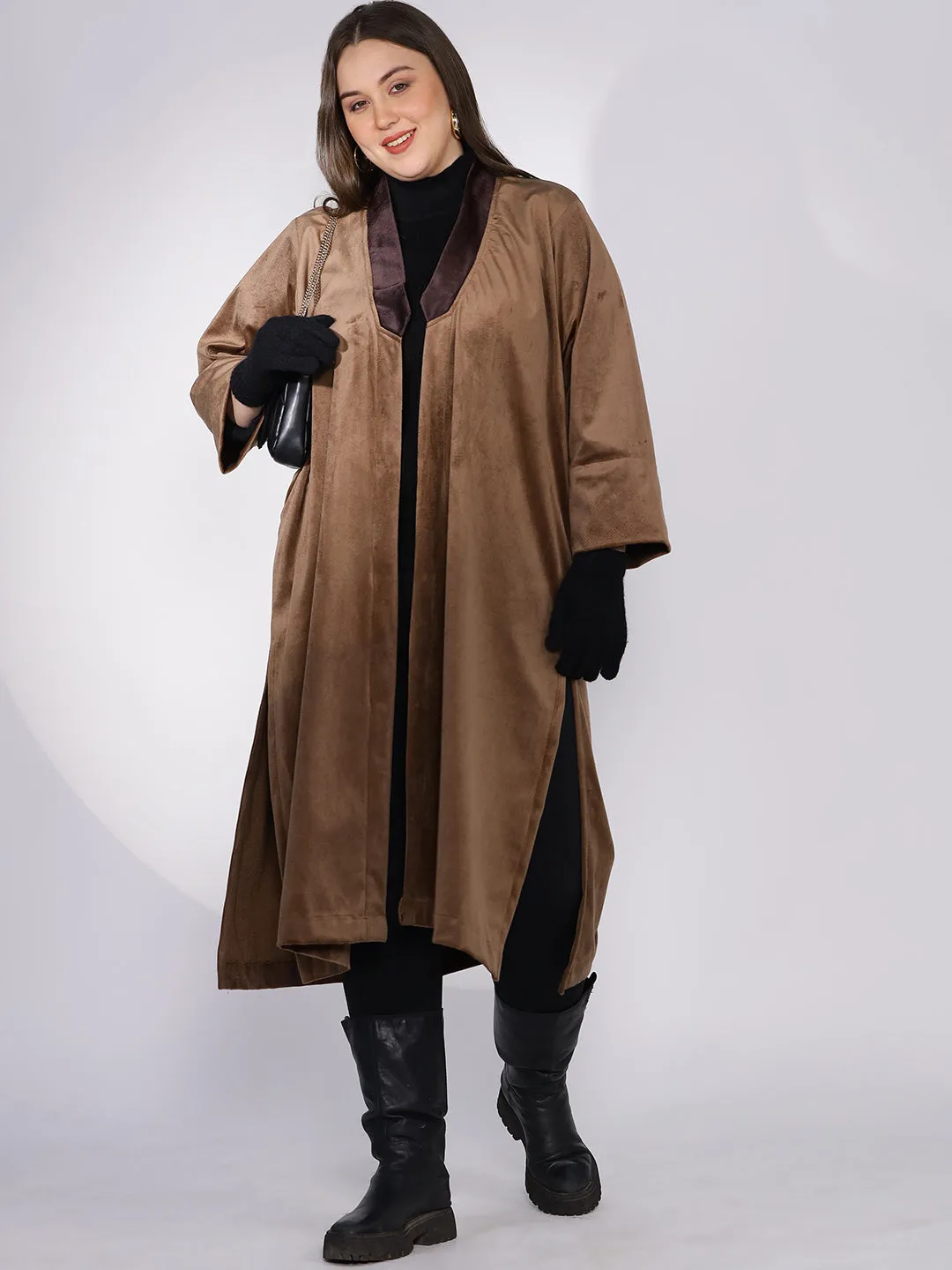 Tan Suede Shawl Collar Jacket